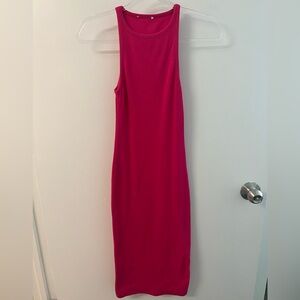 Hot Pink Zara sleeveless midi bodycon dress